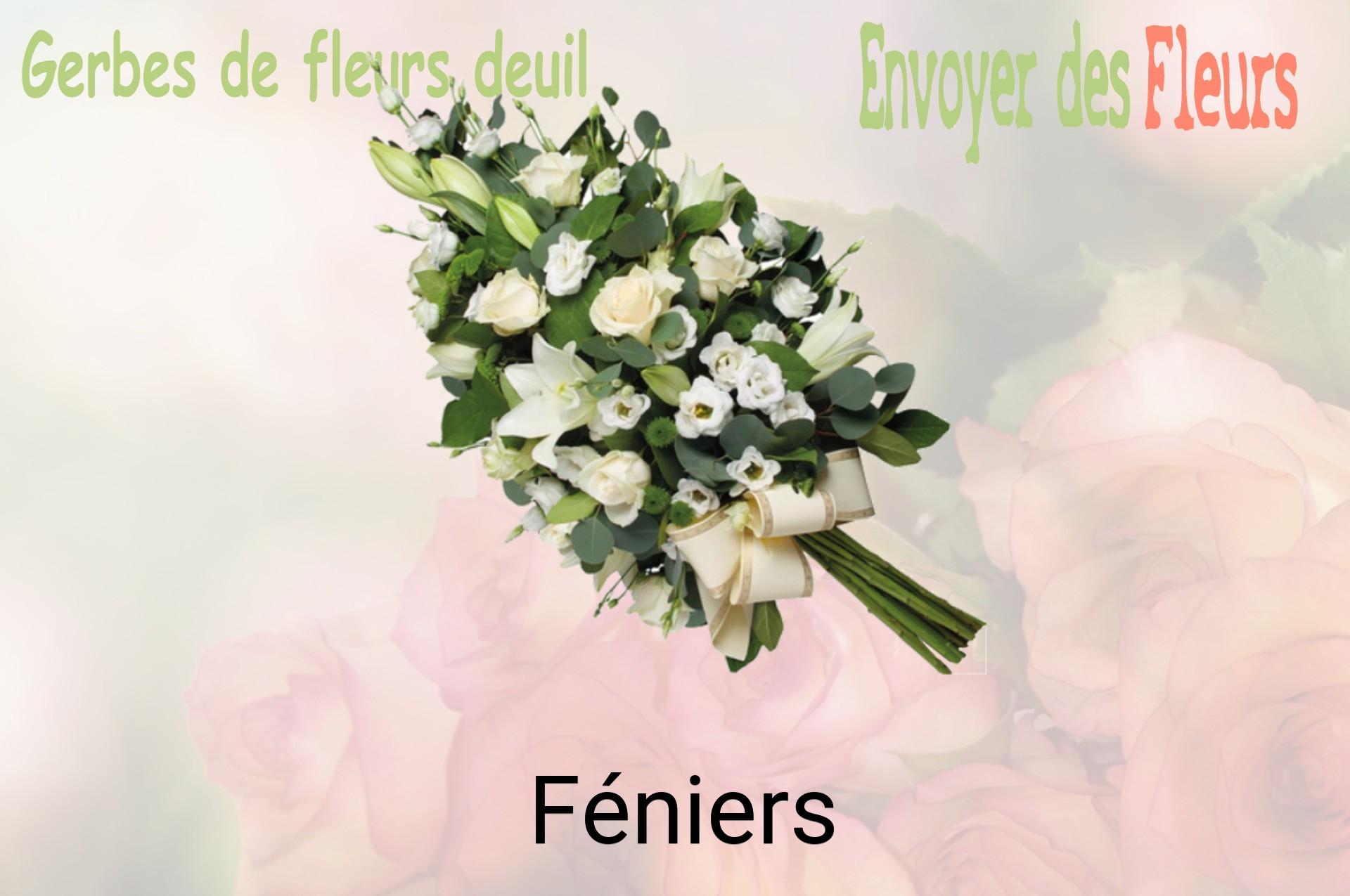 Gerbe de fleurs de deuil livrée à Féniers